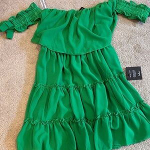 Lulu's Vibrant Green Off-Shoulder Dress